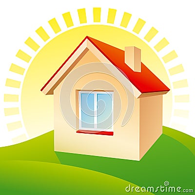 House at sunrise Vector Illustration