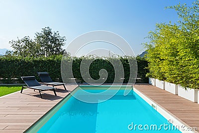 House with swimming pool, outdoors Stock Photo