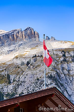 Street view in Kandersteg, mountains, Switzerland Stock Photo