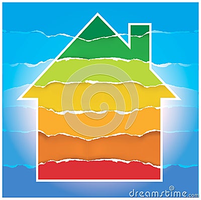 House symbol with Energy performance scale. Vector Illustration