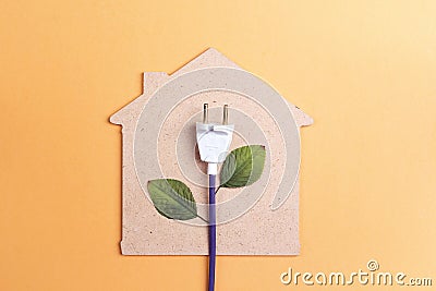 House symbol with plug like a plant. Save energy concept. Stock Photo