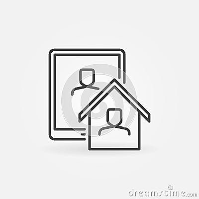 House and Tablet line icon. Vector Work From Home symbol Vector Illustration