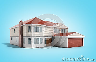 House Three-dimensional image 3d render on blue Stock Photo