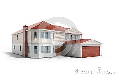 House Three-dimensional image 3d render on white background Stock Photo