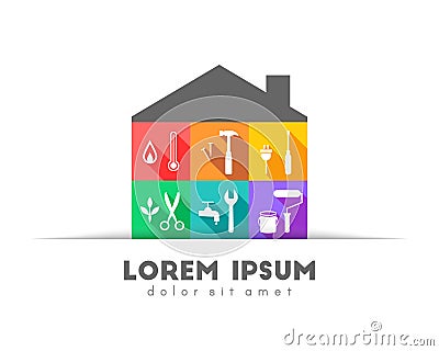 House with tools in colorful flat design Vector Illustration