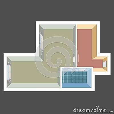 House top view. Apartment plan. Vector Illustration