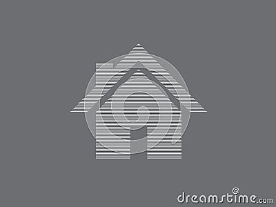 House vector logo for real estate business using straight lines on gray background illustration Vector Illustration