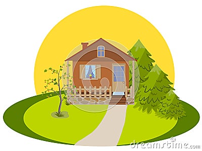 House with veranda Vector Illustration