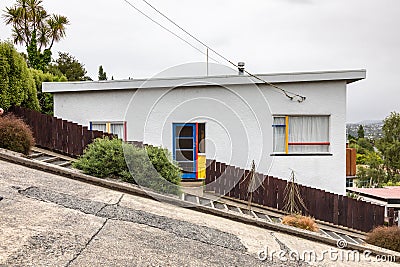 a house at the very steep Baldwin Road Stock Photo