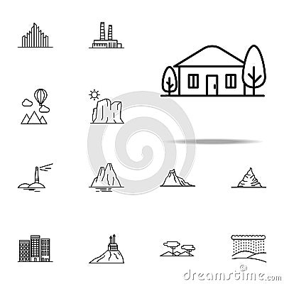 House in village icon. Landspace icons universal set for web and mobile Stock Photo