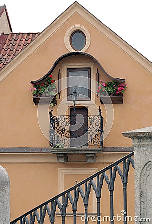 House with Virgin Mary picture Stock Photo