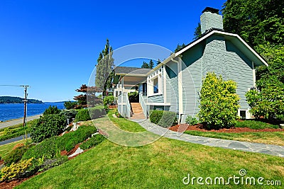 House with water front view. Port Orchard town, WA Stock Photo