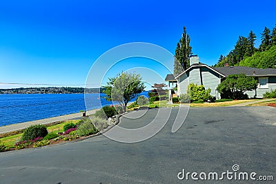 House with water front view. Port Orchard town, WA Stock Photo