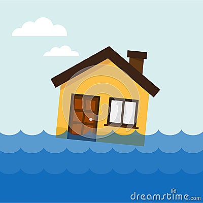 House on the water Vector Illustration