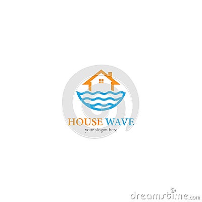 House wave logo template Cartoon Illustration