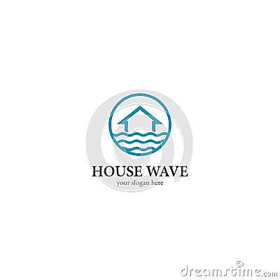 House wave logo template Cartoon Illustration