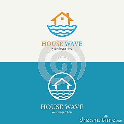House wave logo template Vector Illustration