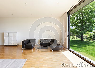 House, wide living room Stock Photo
