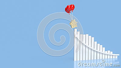 The house wood and balloons for property or building concept 3d rendering Stock Photo