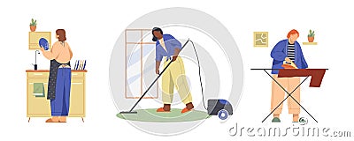 House work or home cleaning, vector cliparts. Vector Illustration