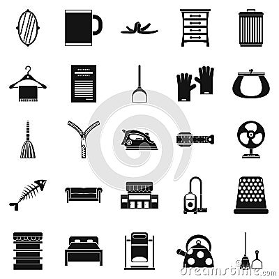 House work icons set, simple style Vector Illustration