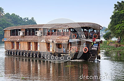 Houseboat on backwaters in Kerala, India Editorial Stock Photo