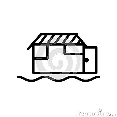 Houseboat icon vector isolated on white background, Houseboat sign , line or linear sign, element design in outline style Vector Illustration