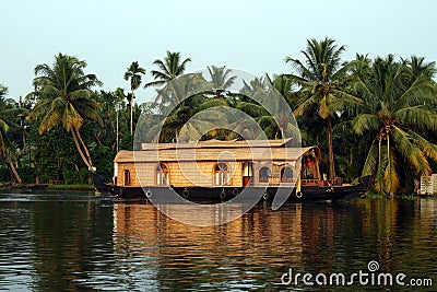 Houseboat on Kerala backwaters, India Stock Photo