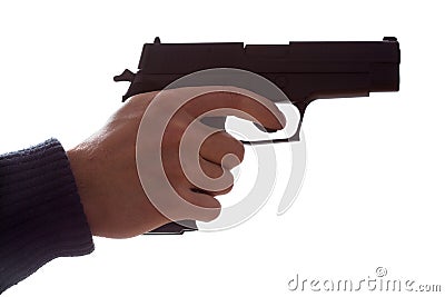 Hand holding a gun Stock Photo