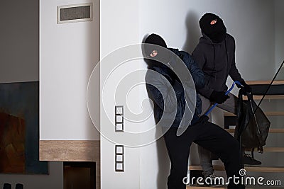 Two gangster beeing afraid of police Stock Photo
