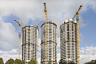Housebuilding panoramic vew. New towers Stock Photo