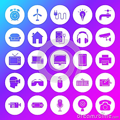 Household Appliance Solid Circle Icons Vector Illustration