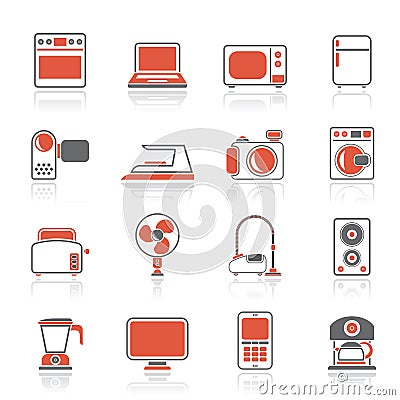 Household appliances and electronics icons Vector Illustration