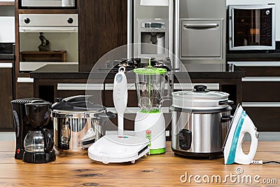 Household appliances in a kitchen Stock Photo