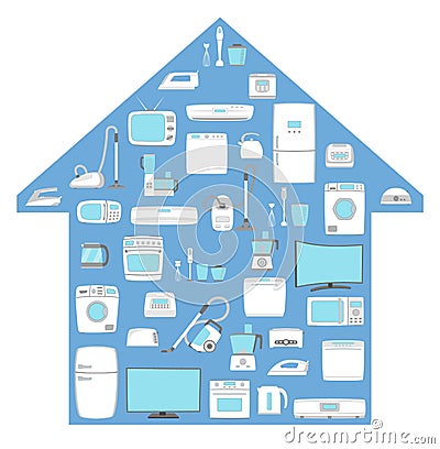 Household appliances set. Home technics. Vector Illustration