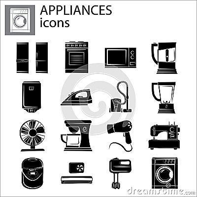 Household appliances set icon Stock Photo