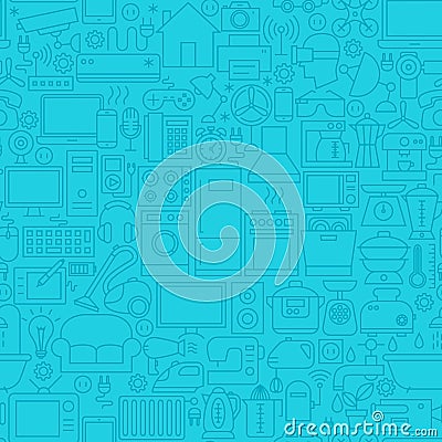 Household Blue Line Tile Pattern Vector Illustration