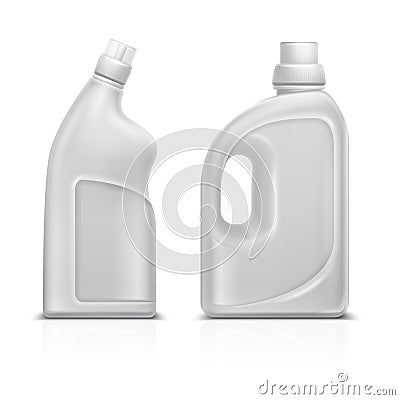 Household chemical blank 3d plastic white bottles. Toilet antiseptic cleaner bottle vector illustration isolated Vector Illustration