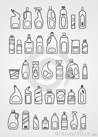 Household chemicals icons Vector Illustration