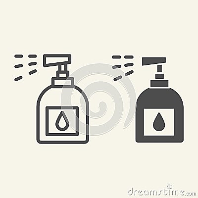 Household chemicals line and solid icon. Spray bottle symbol, outline style pictogram on beige background. Plastic Vector Illustration
