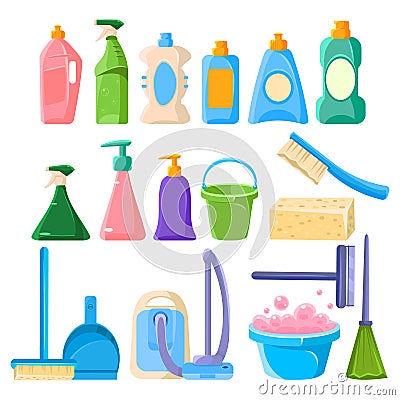 Household Cleaning Equipment Set Vector Illustration