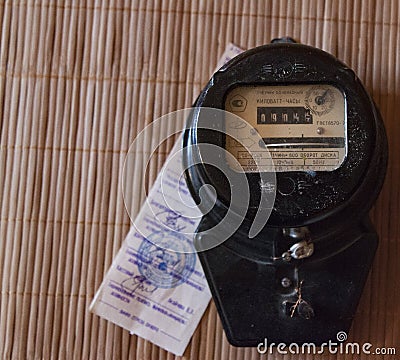 A household electricity / power meter Editorial Stock Photo