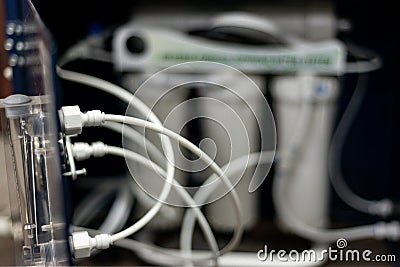 Household fresh water purification system, fine and deep filter Stock Photo