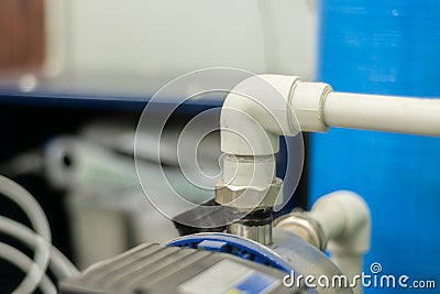 Household fresh water purification system, fine and deep filter Stock Photo