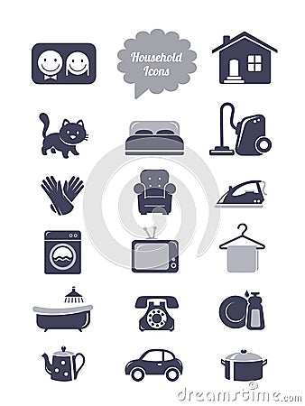 Household icons set Vector Illustration