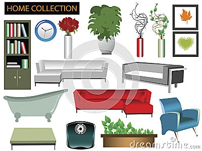 Household items collection Vector Illustration