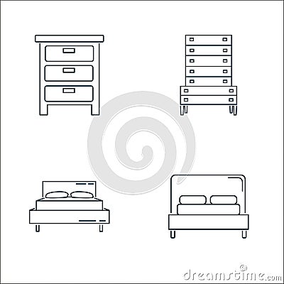 household line icons. linear set. quality vector line set such as bed, bed, cabinet Vector Illustration