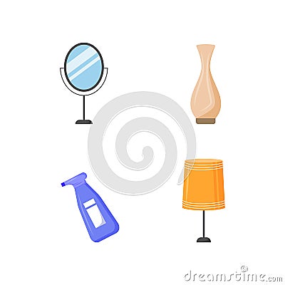 Household miscellaneous flat color vector object set Vector Illustration