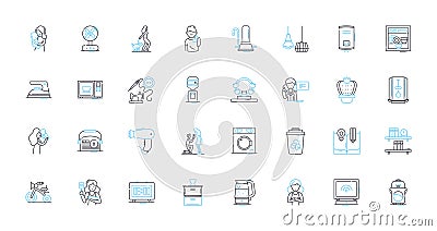 Household residents linear icons set. Inhabitants, Occupants, Dwellers, Tenants, Residents, Homeowners, Co-habitants Vector Illustration