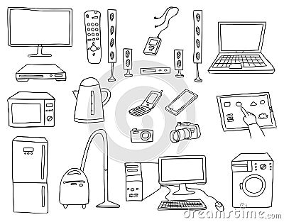 Household technics set Vector Illustration